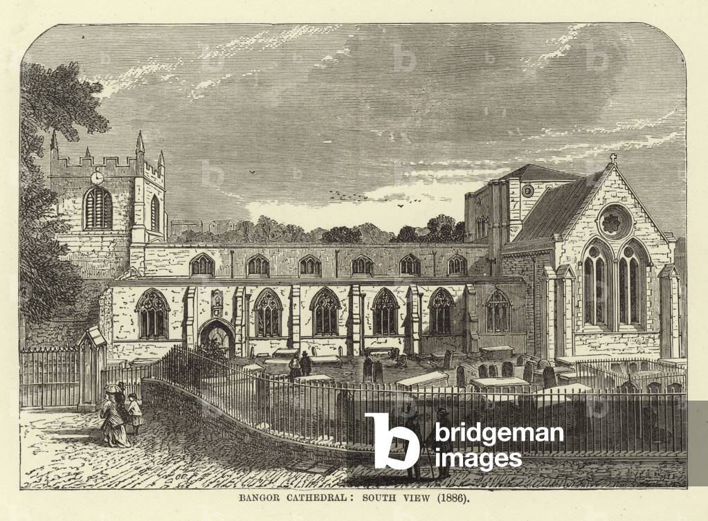 Bangor Cathedral, South View (1886) (engraving)