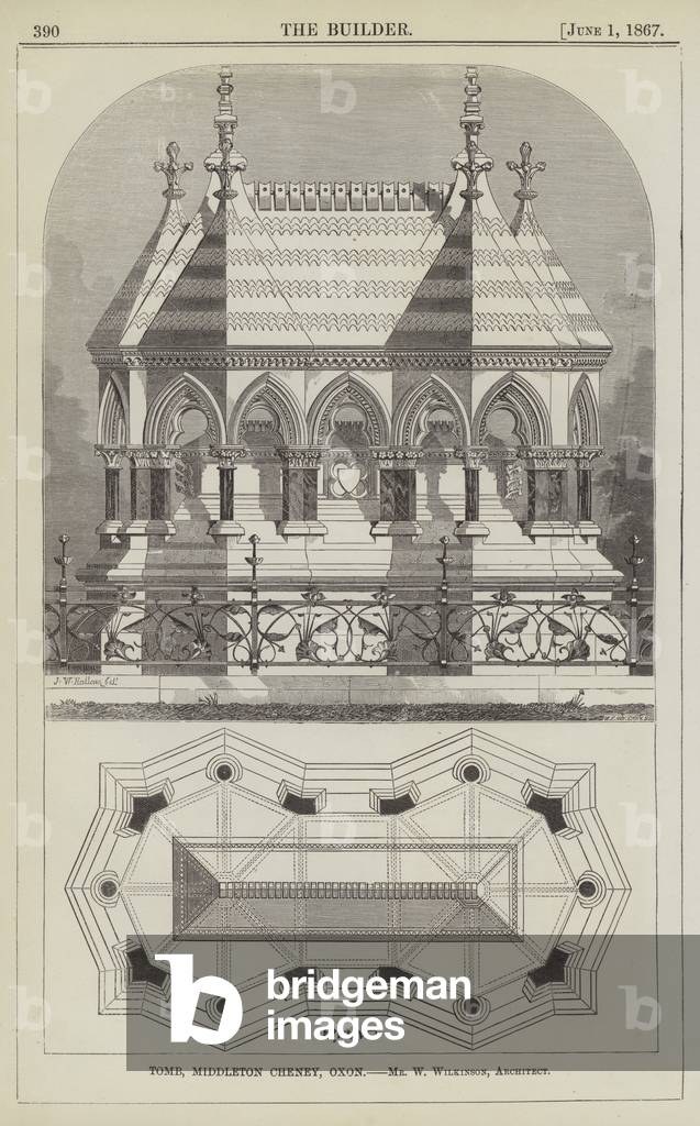 Tomb, Middleton Cheney, Oxon, Mr W Wilkinson, Architect (engraving)