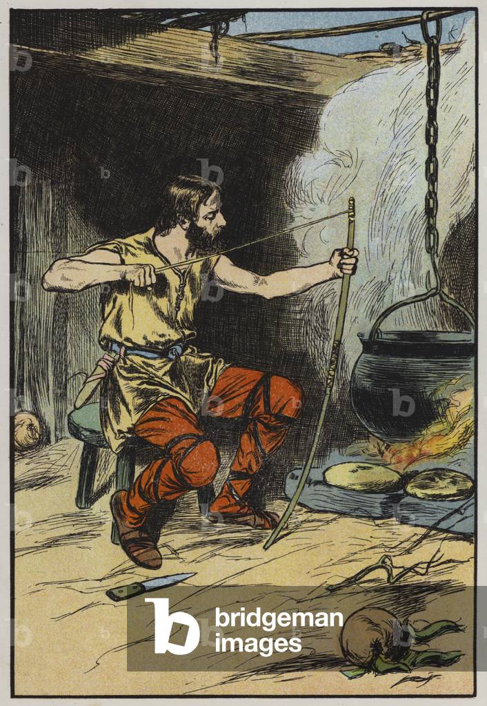 Alfred and the cakes (colour litho)