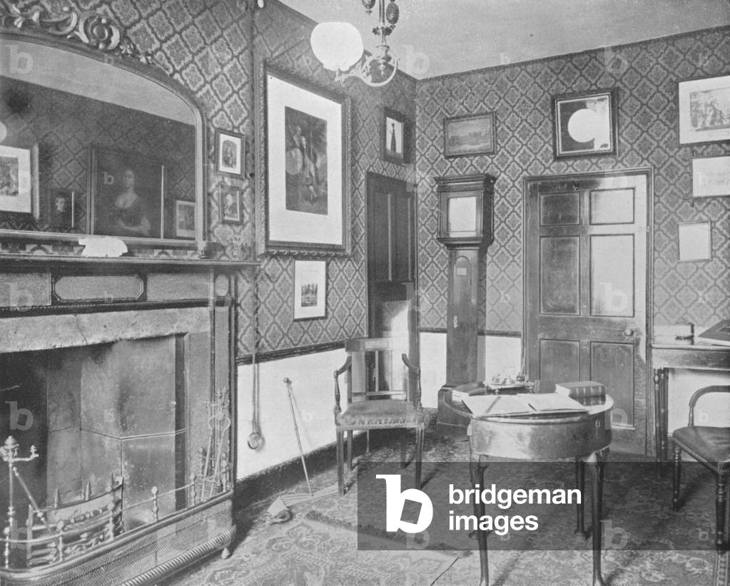 Washington Irving's Room in Red Horse Hotel, Stratford-on-Avon, England (b/w photo)