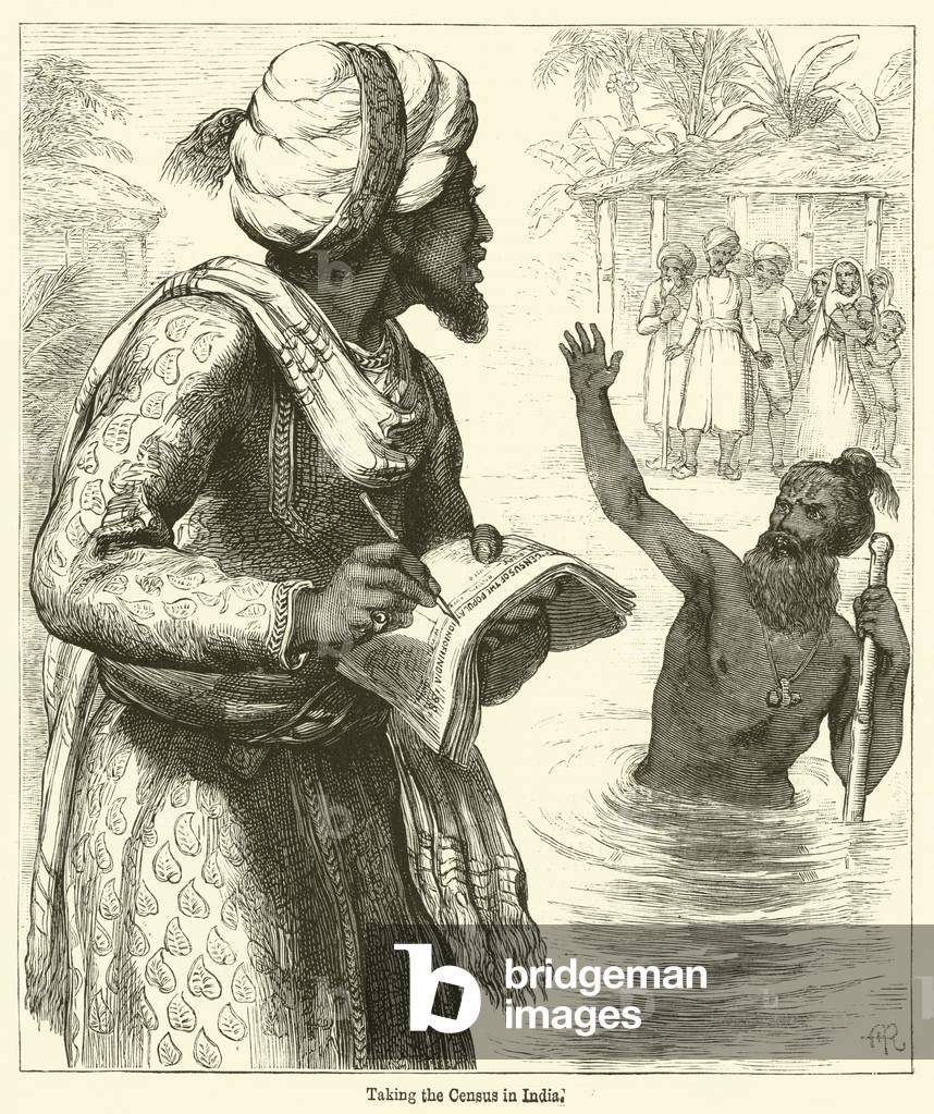 Taking the Census in India (engraving)