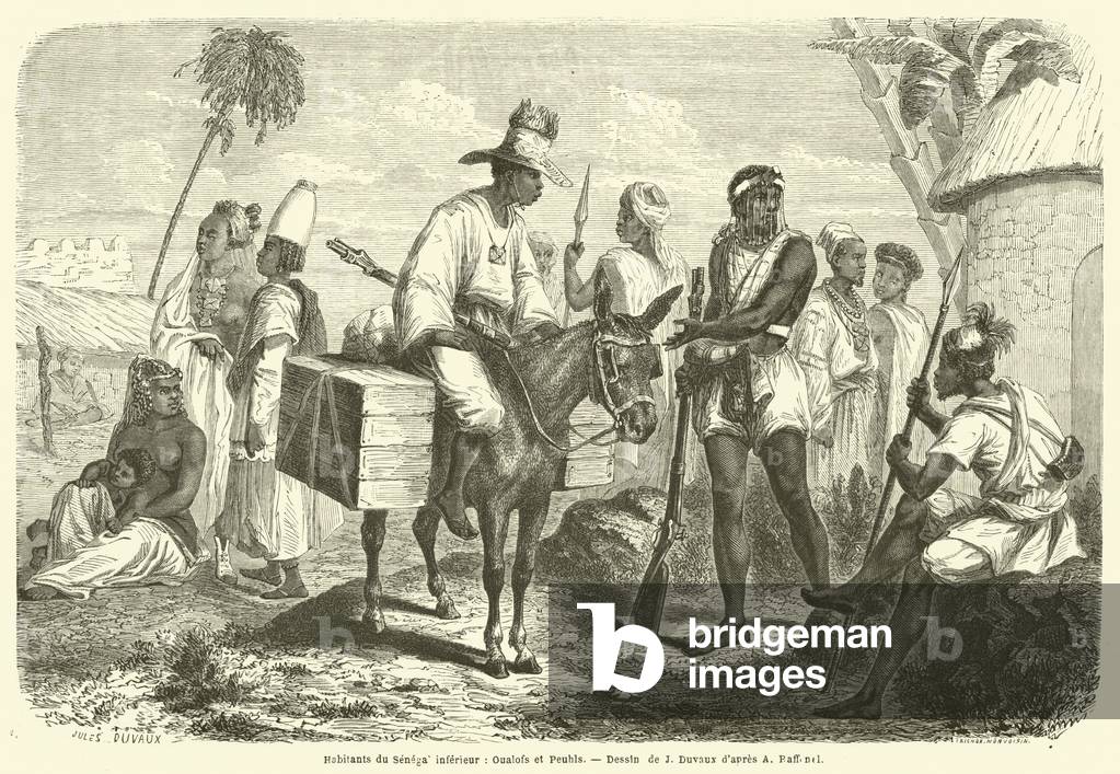 Habitants du Senegal inferieur, Oualofs et Peuhls (engraving)