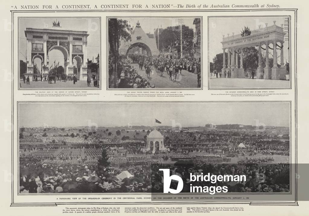 The birth of the Australian Commonwealth as Sydney (b/w photo)