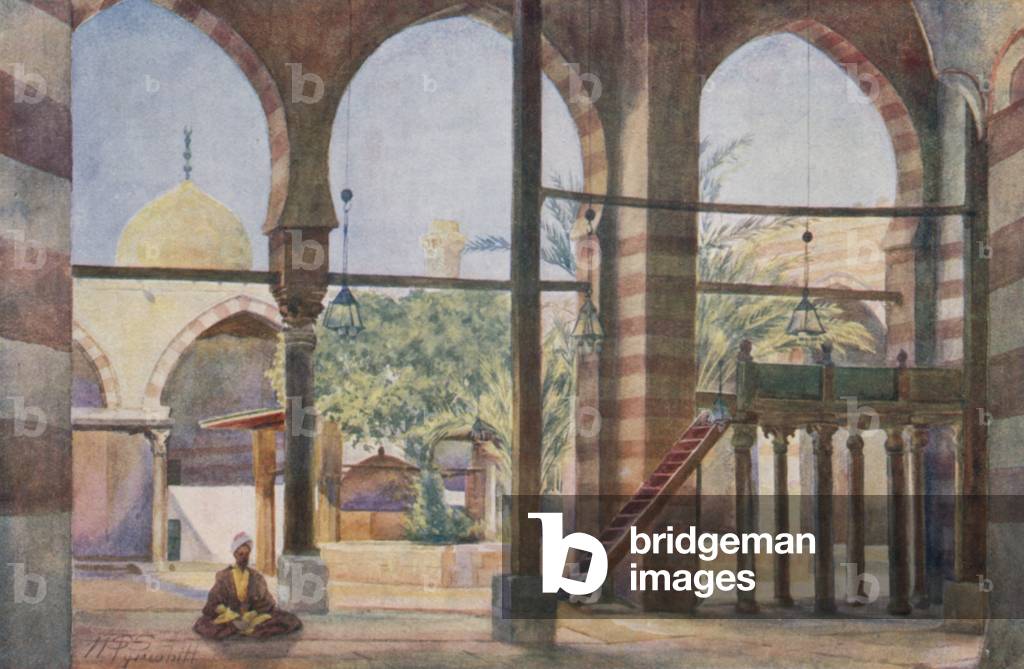 Ibrahim Agha's Mosque: The Interior (colour litho)