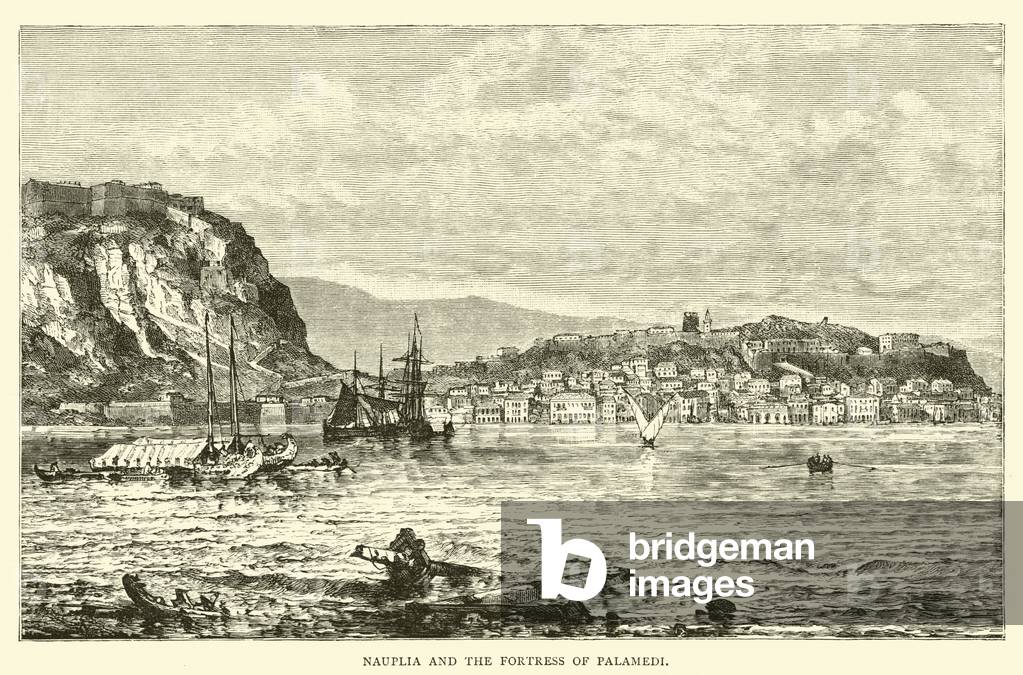 Nauplia and the Fortress of Palamedi (engraving)