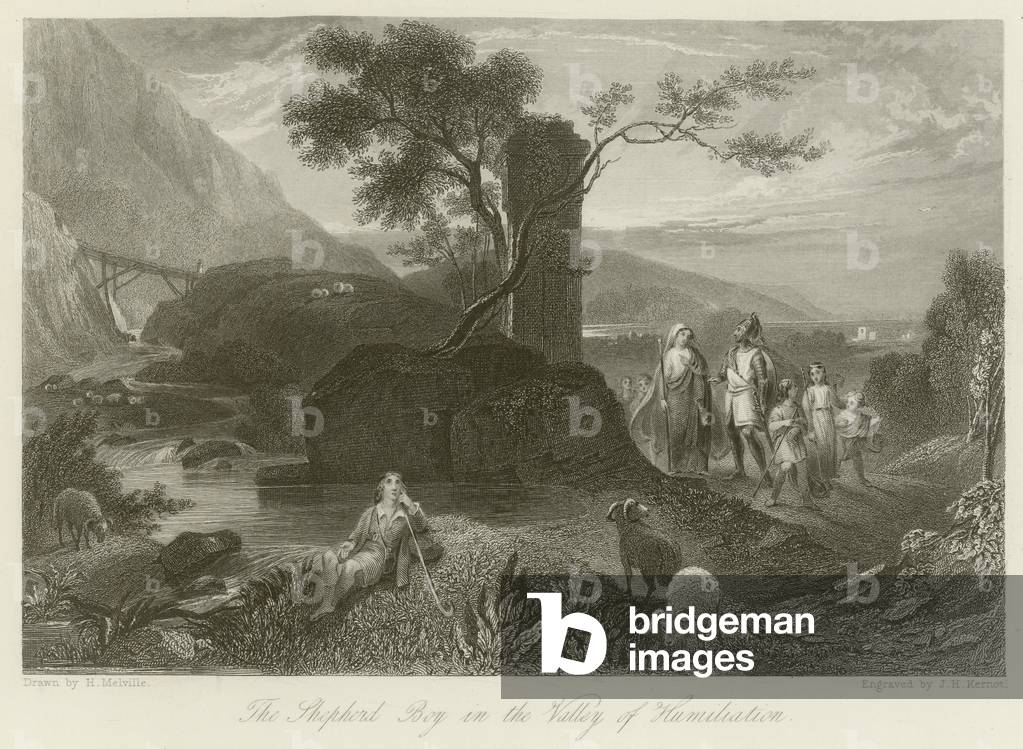 The shepherd boy in the Valley of Humiliation (engraving)
