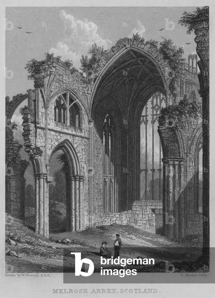 Melrose Abbey, Scotland (engraving)