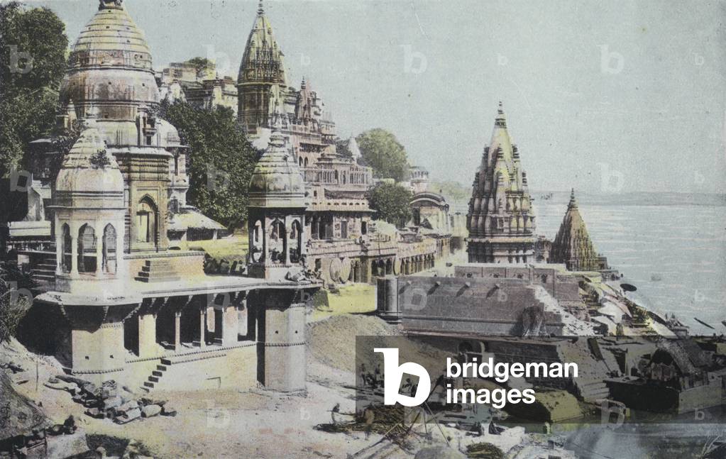 Benares and the Ganges (coloured photo)