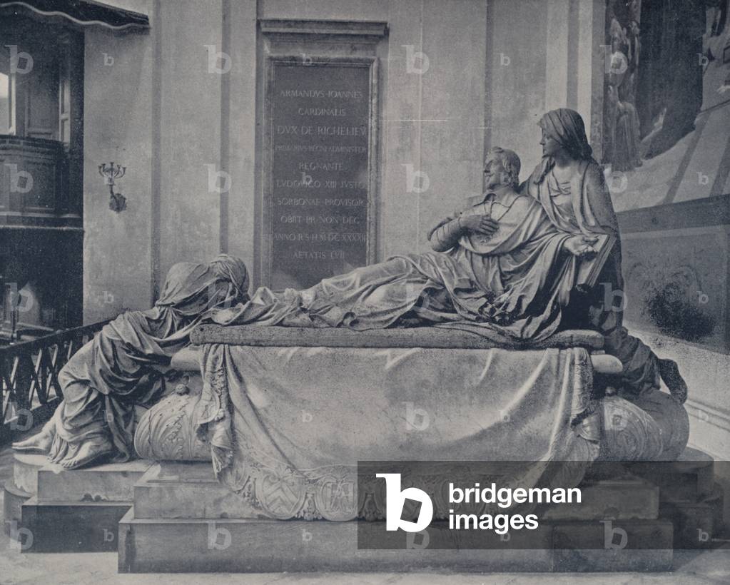 Paris: Tomb of Richelieu in the Sorbonne (b/w photo)