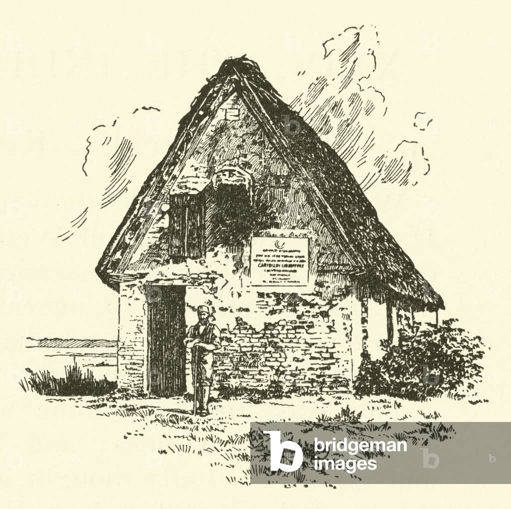 Giuseppe Garibaldi's hut near Ravenna, Italy (engraving)