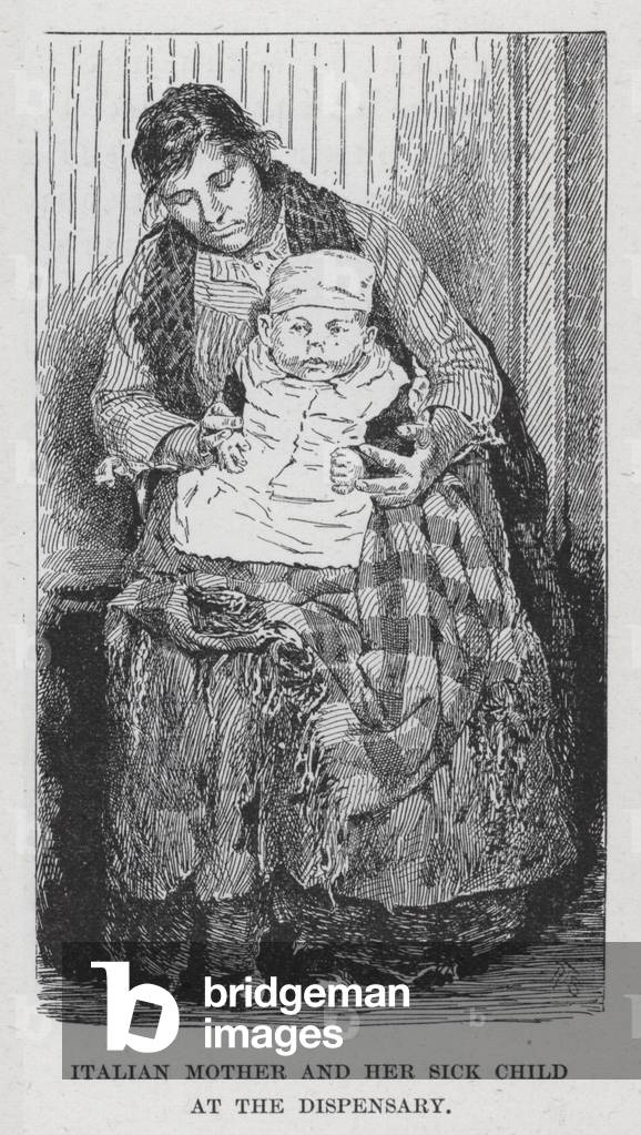 Italian Mother and her Sick Child at the Dispensary (litho)