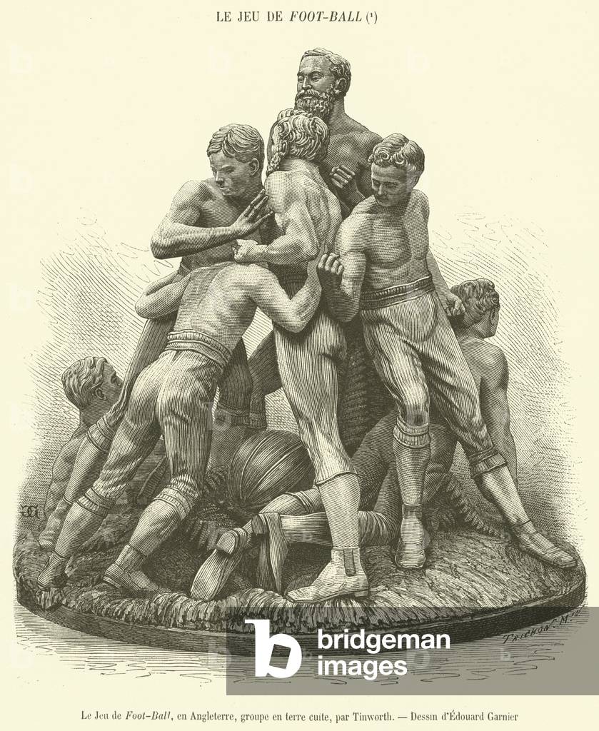 Le Jeu de Foot-Ball, en Angleterre, groupe en terre cuite (engraving)