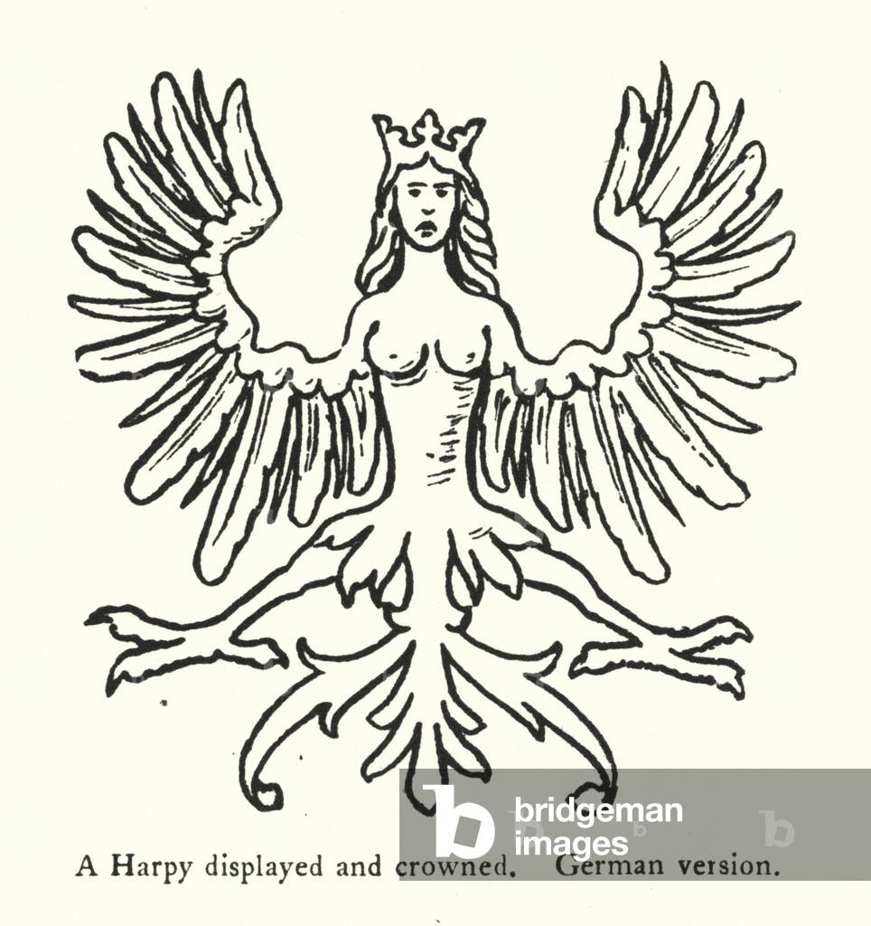 A Harpy displayed and crowned, German version (engraving)