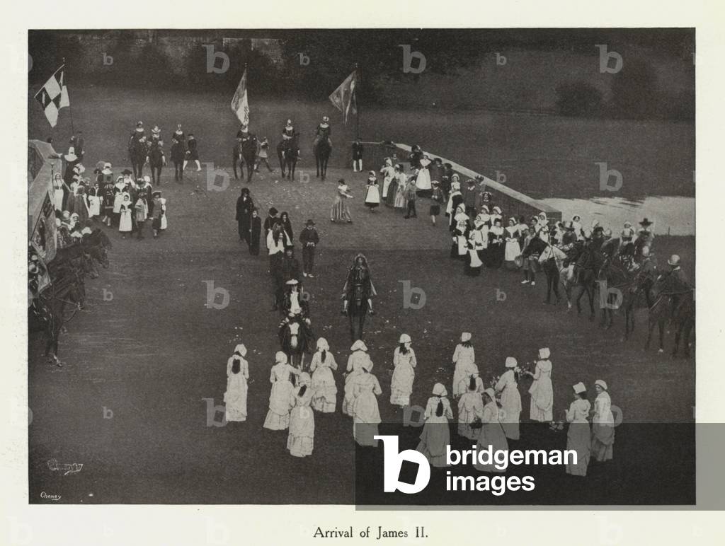 Oxford Historical Pageant, 1907: Arrival of James II (b/w photo)