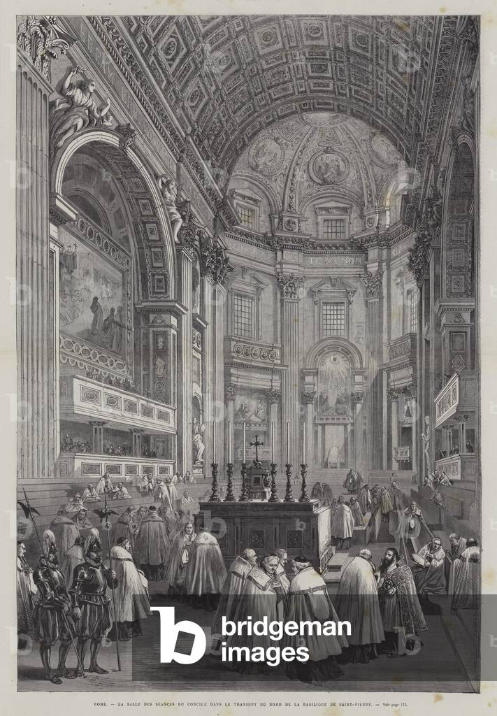 North transept of St Peter's Basilica, Vatican City, Rome, Italy (engraving)