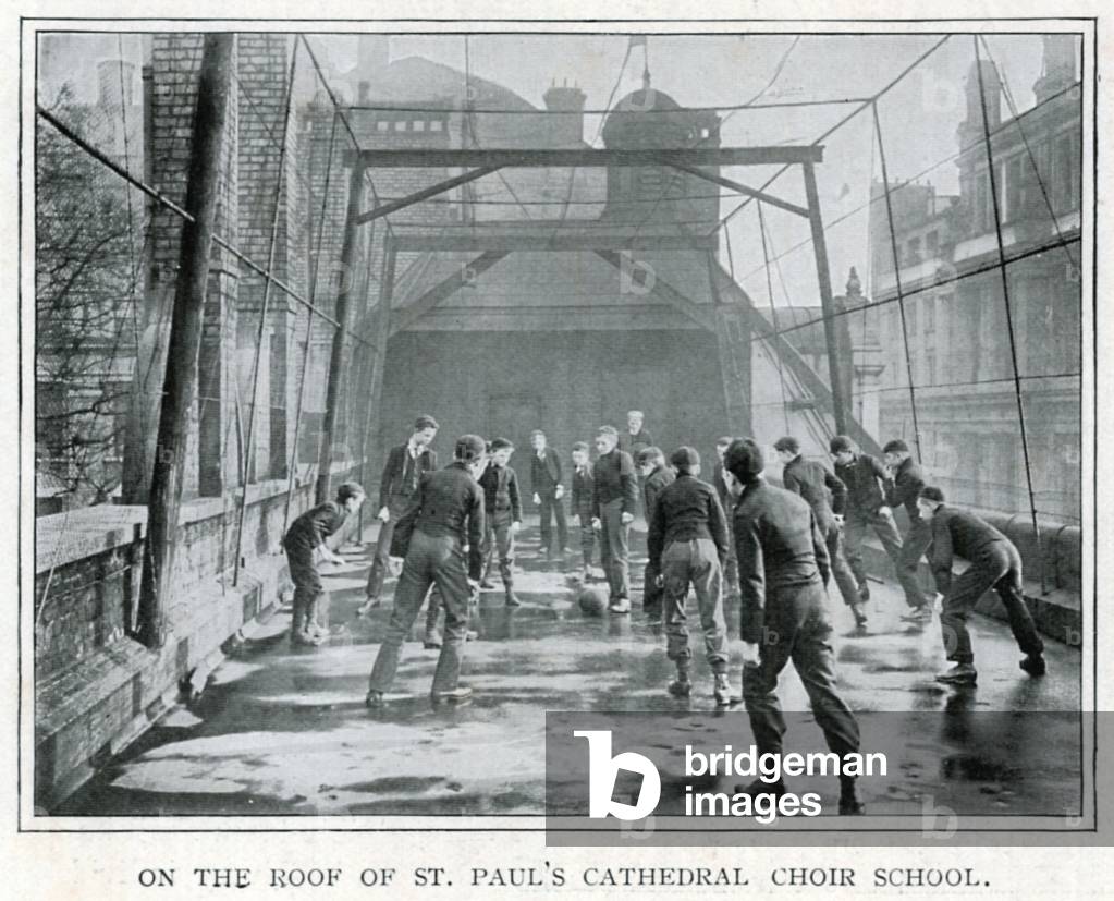 On the Roof of St. Paul's Cathedral Choir School (b/w photo)