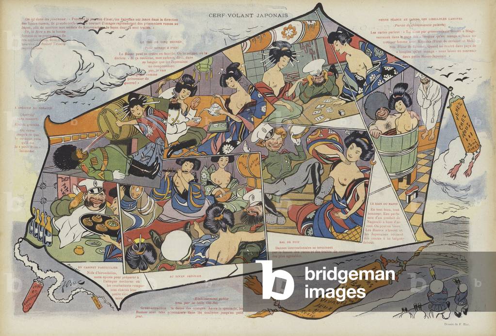 Japanese kite. Illustration for Le Rire (colour litho)