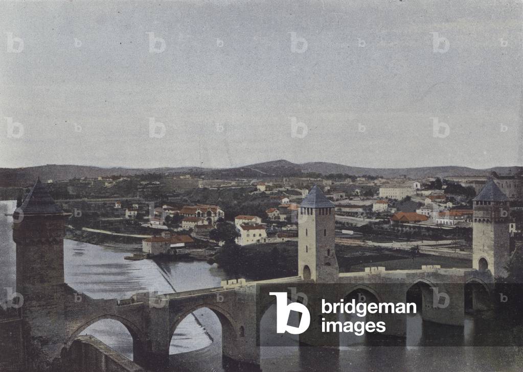 Cahors, Pont Valentre (coloured photo)