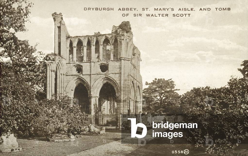 Dryburgh Abbey, St Mary's Aisle, Tomb Of Sir Walter Scott (b/w photo)