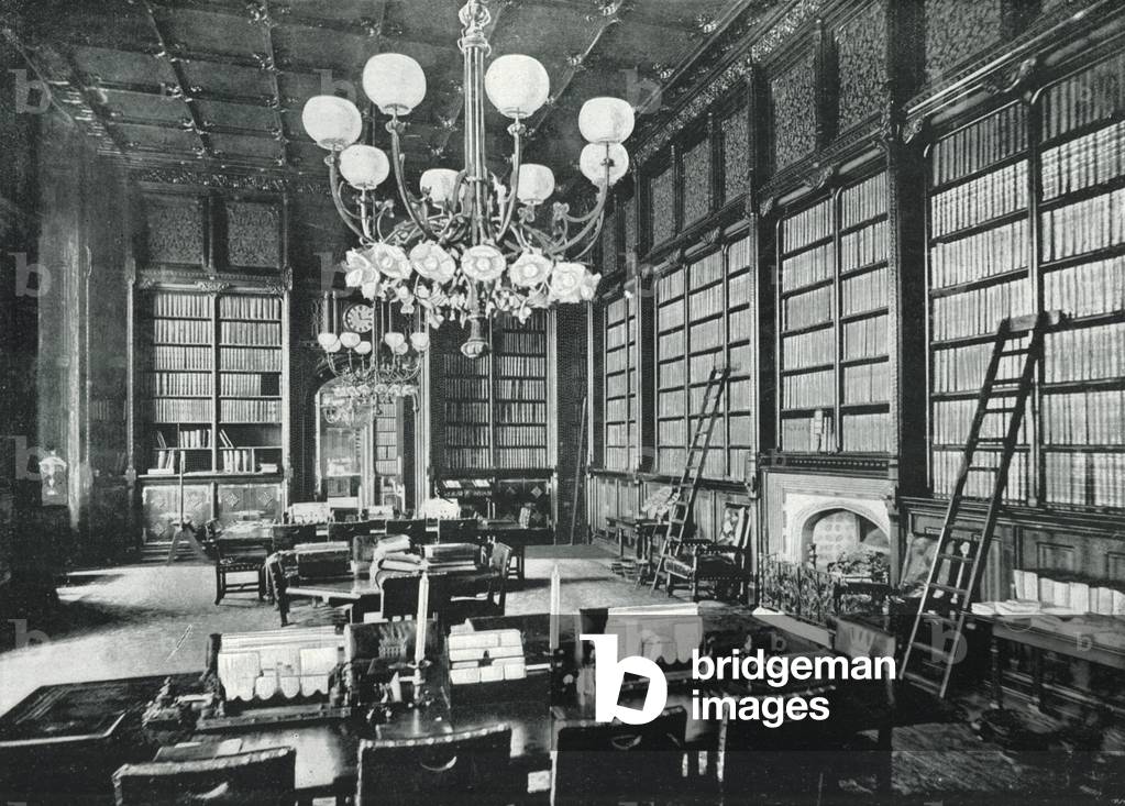 Houses of Paliament, the House of Commons' Library (b/w photo)