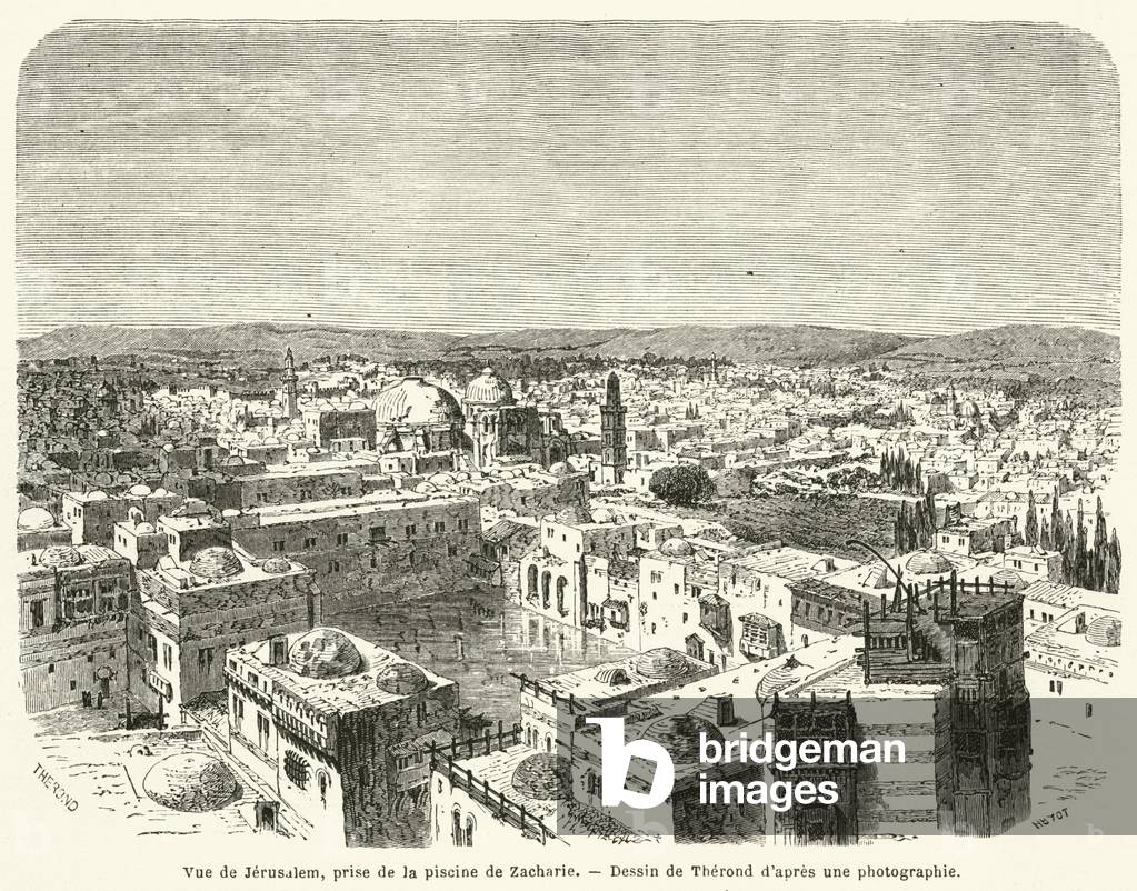Vue de Jerusalem, prise de la piscine de Zacharie (engraving)