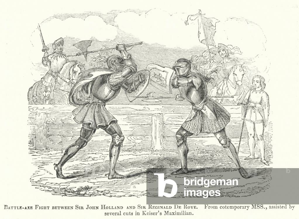 Battle-axe Fight between Sir John Holland and Sir Reginald De Roye (engraving)