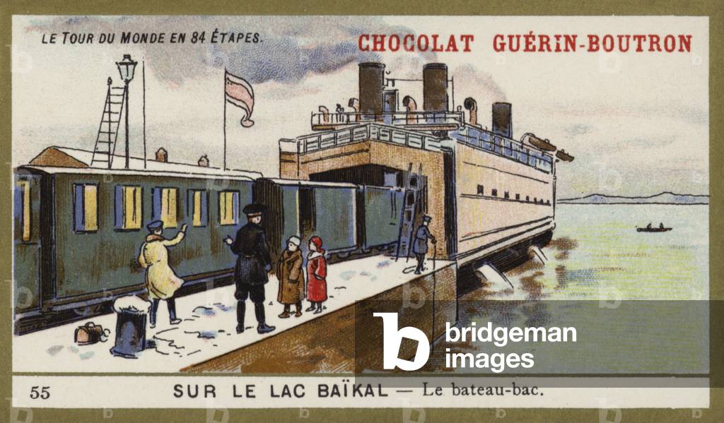 Ferry on Lake Baikal (chromolitho)