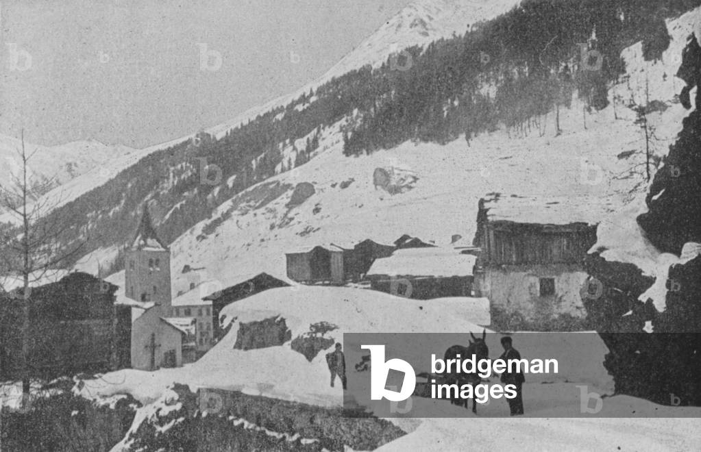 Bourg Saint-Pierre, Route du Saint-Bernard (b/w photo)