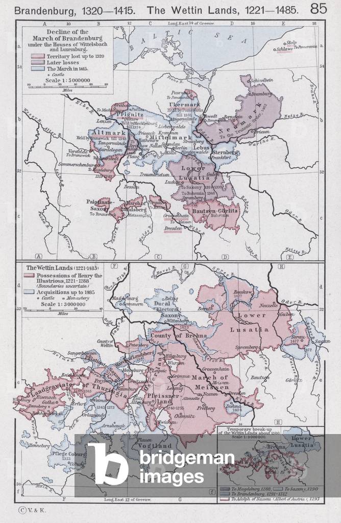 Brandenburg, 1320-1415; The Wettin Lands, 1221-1485 (colour litho)