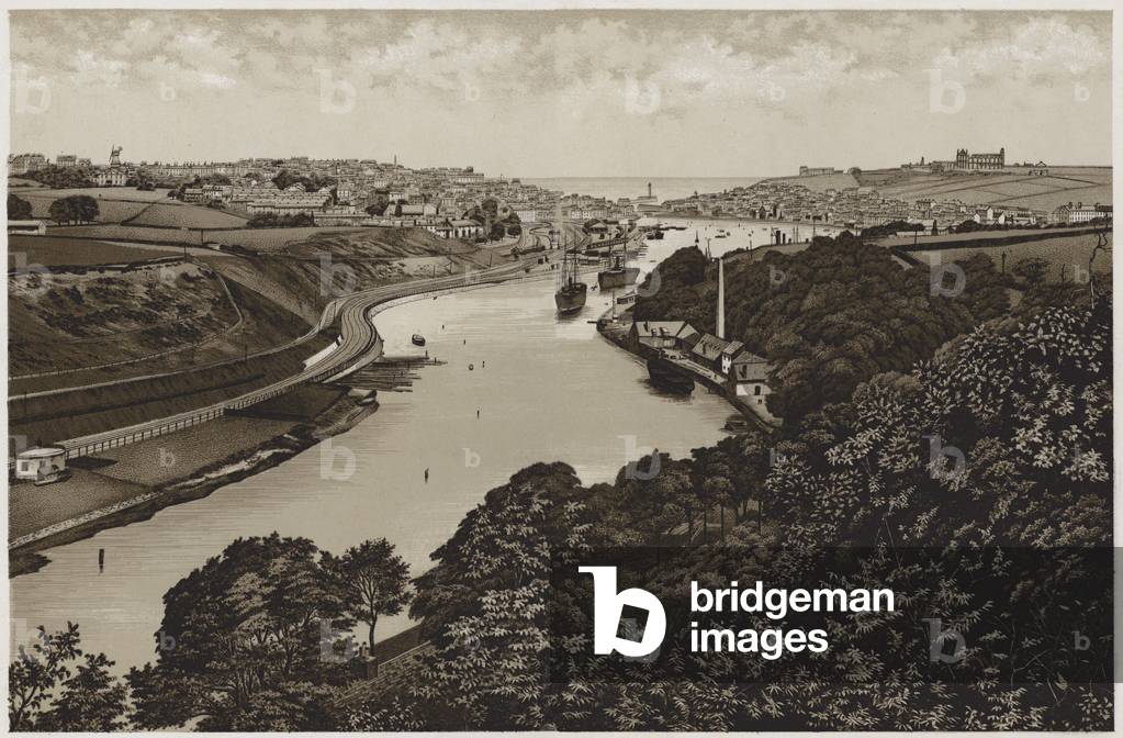 Whitby from Larpool (litho)