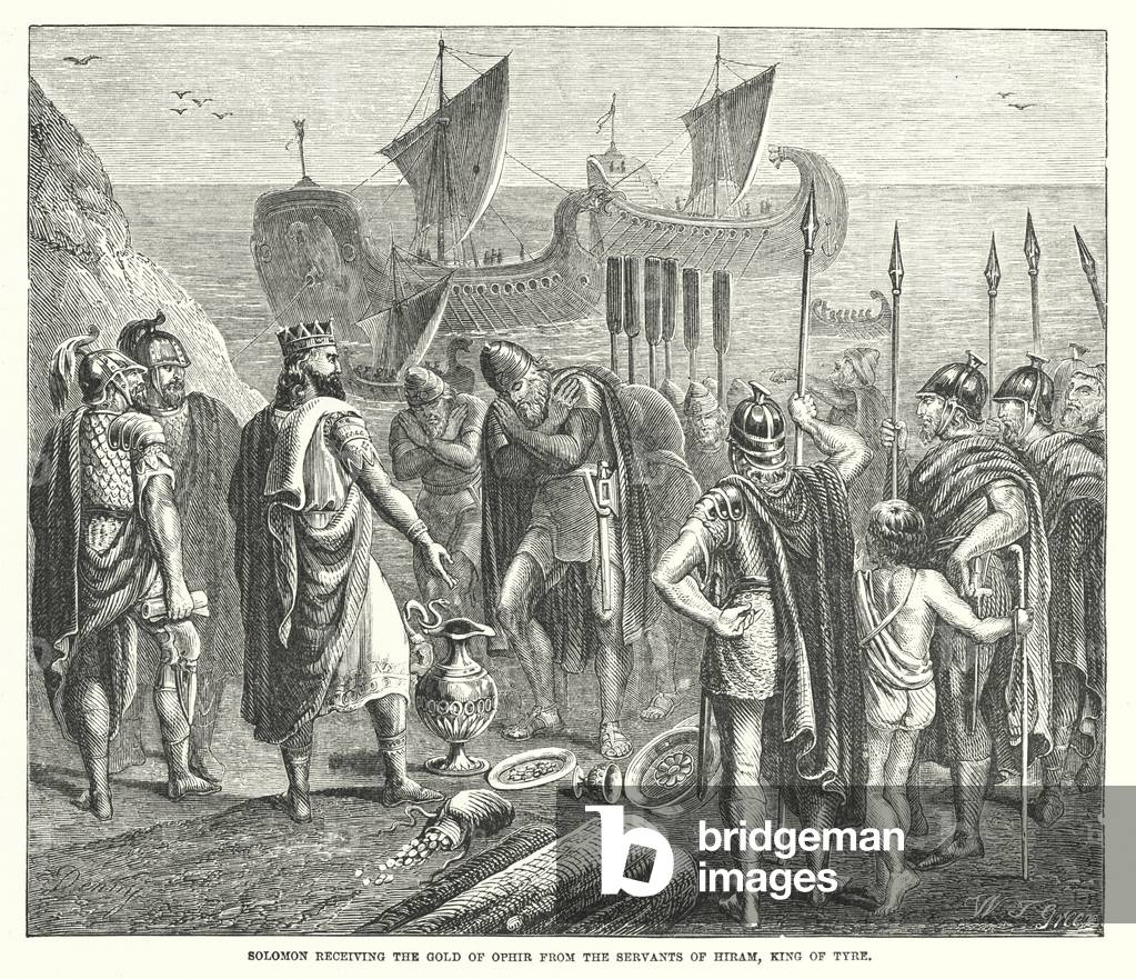 Solomon receiving the Gold of Ophir from the Servants of Hiram, King of Tyre (engraving)