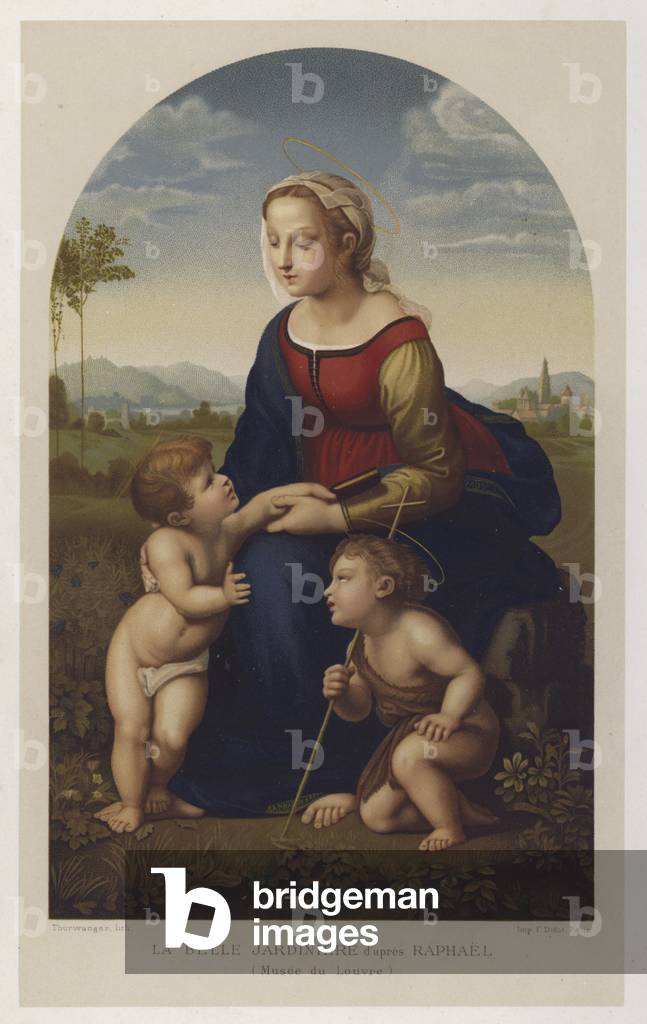 La Belle Jardiniere d'apres Raphael, Musee du Louvre (chromolitho)