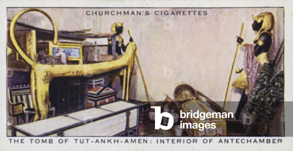 Treasure Trove: The tomb of Tut-ankh-Amen, interior of Antechamber (colour litho)