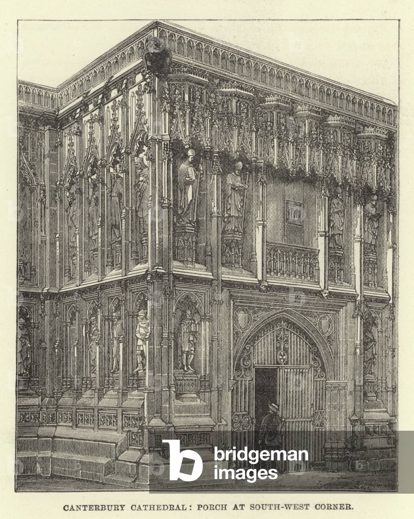 Canterbury Cathedral, porch at south-west corner (engraving)