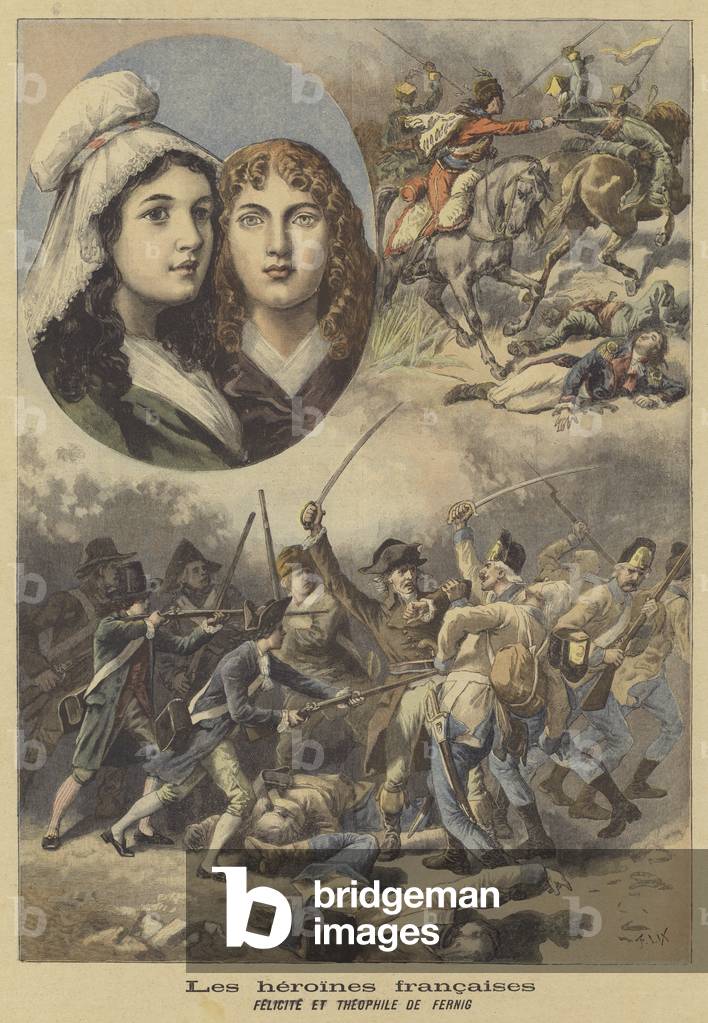 French heroines: Felicite and Theophile de Fernig (colour litho)