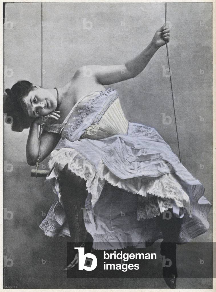 Girl on a swing (b/w photo)