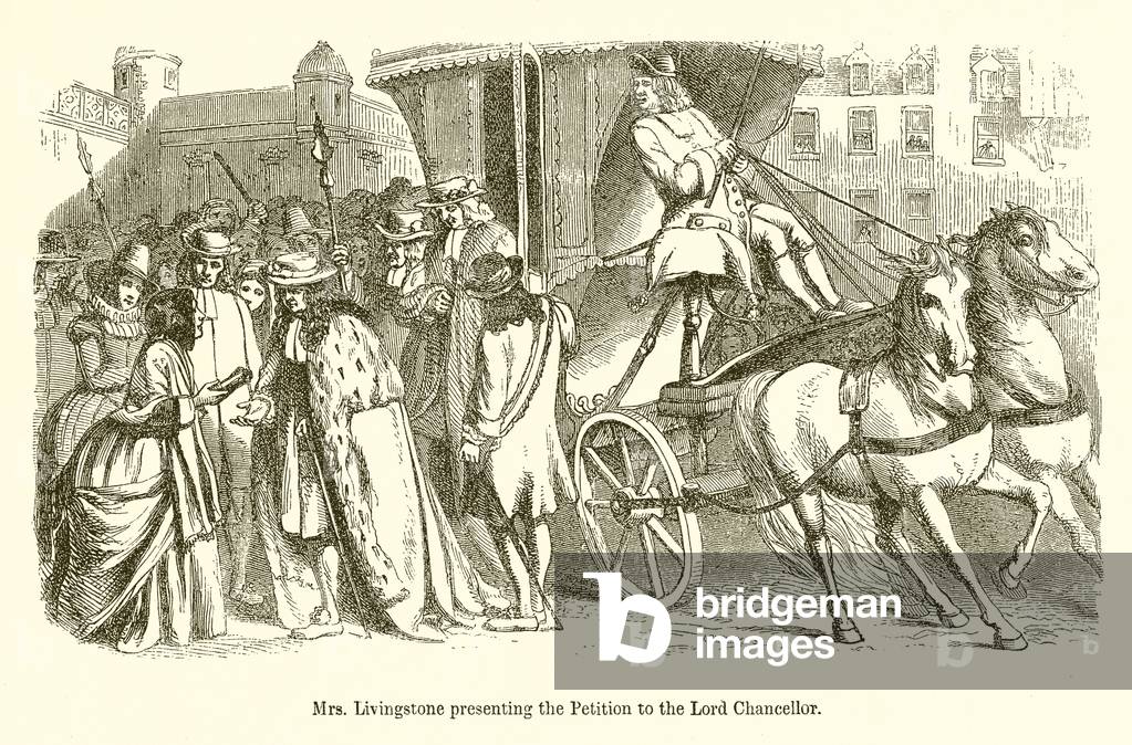Mrs. Livingstone presenting the Petition to the Lord Chancellor (engraving)