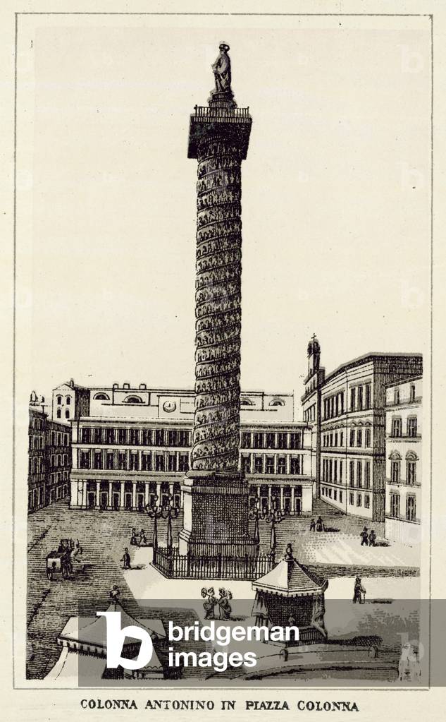 Roma: Colonna Antonino In Piazza Colonna (litho)