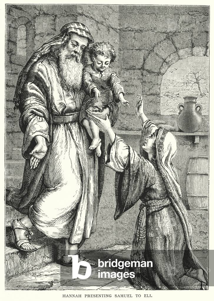 Hannah presenting Samuel to Eli (engraving)