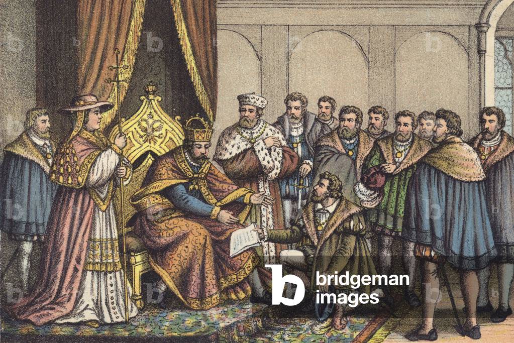 Christian Bayer reading the Augsburg Confession (chromolitho)