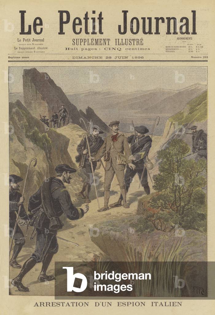 Arrest of an Italian spy (colour litho)