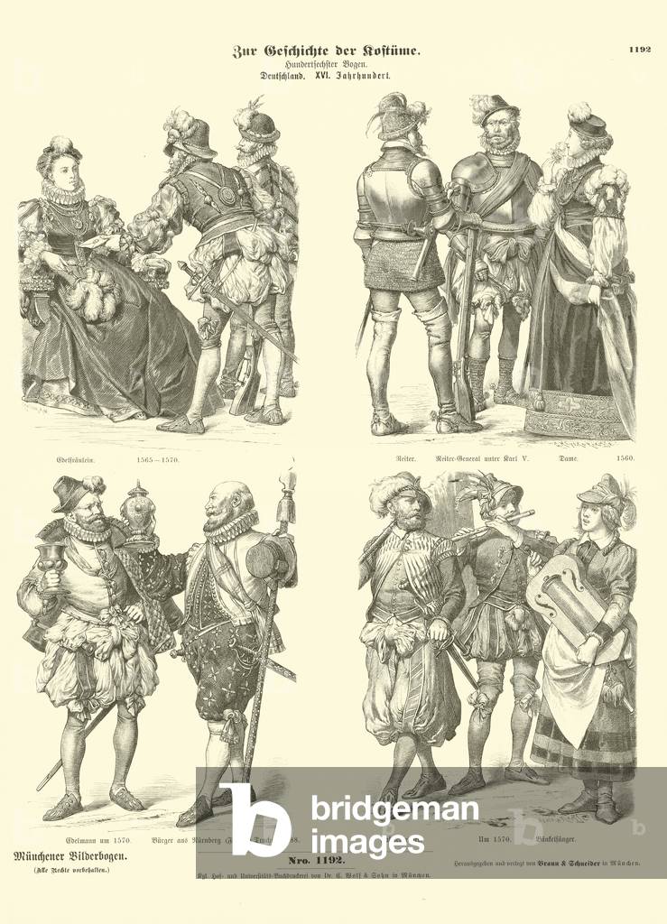 German costumes, 16th Century (engraving)
