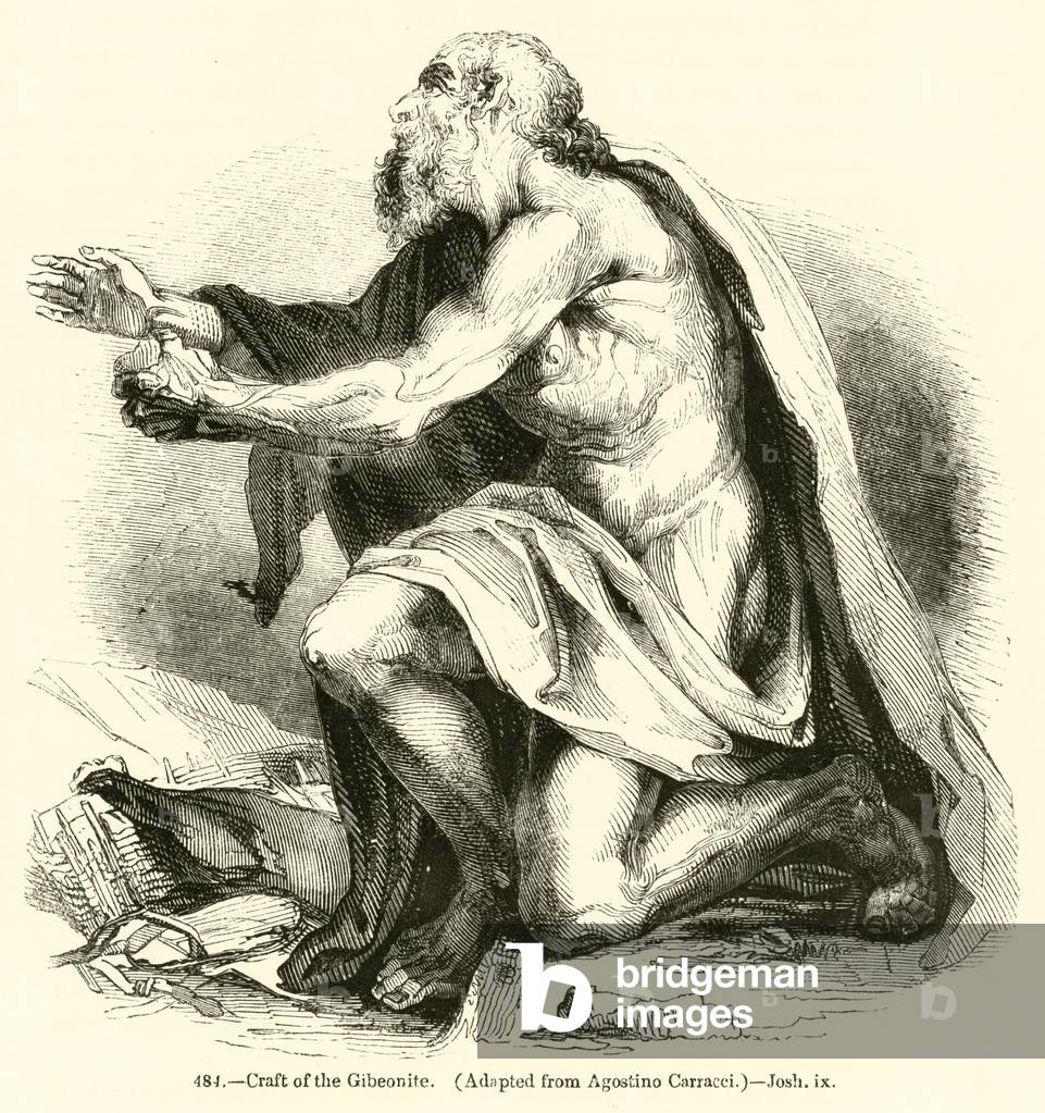 Craft of the Gibeonite, adapted from Agostino Carracci, Joshua ix (engraving)
