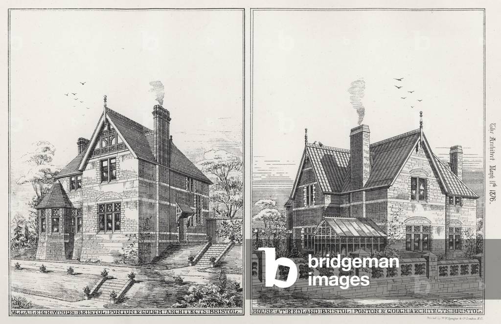 Villa, Leigh Woods, Bristol; House at Redland, Bristol (engraving)