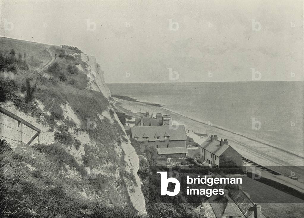 St. Margaret's Bay, the Hotel, from the Cliffs (b/w photo)