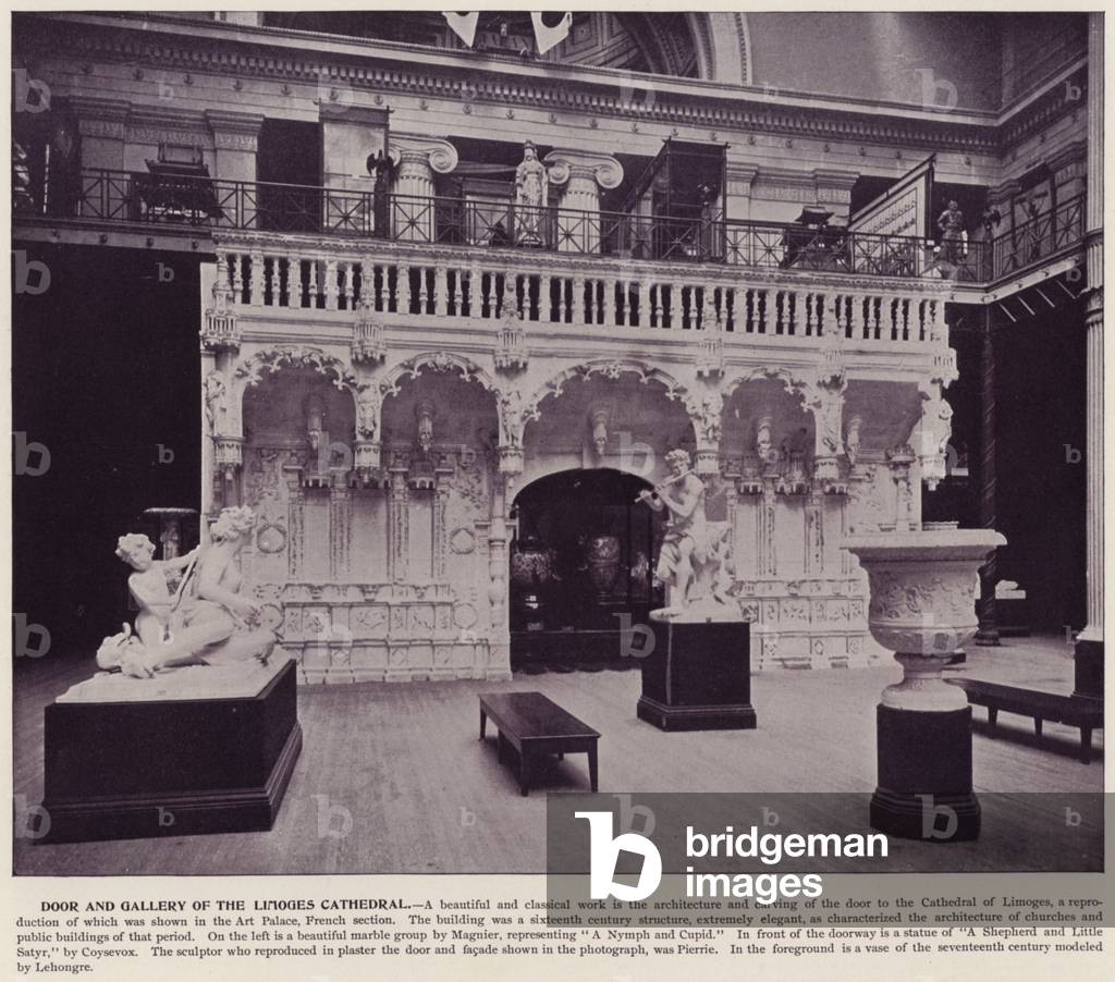 Chicago World's Fair, 1893: Door and Gallery of the Limoges Cathedral (b/w photo)