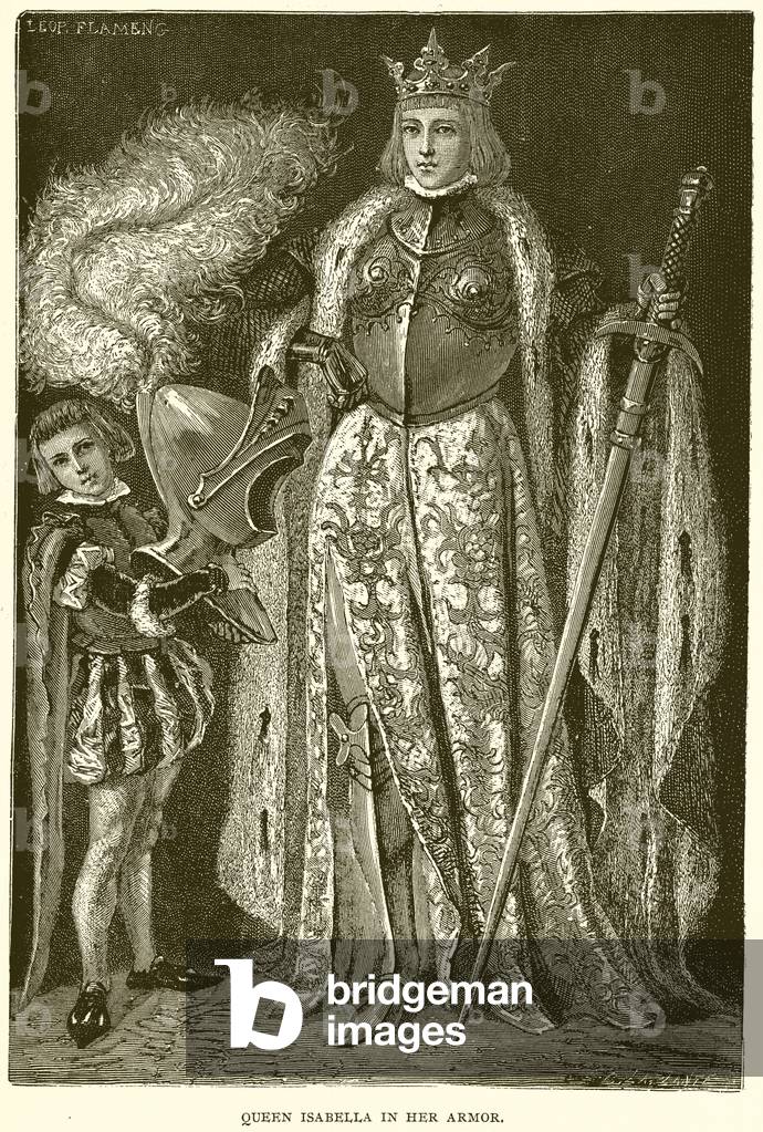 Queen Isabella in her Armor (engraving)