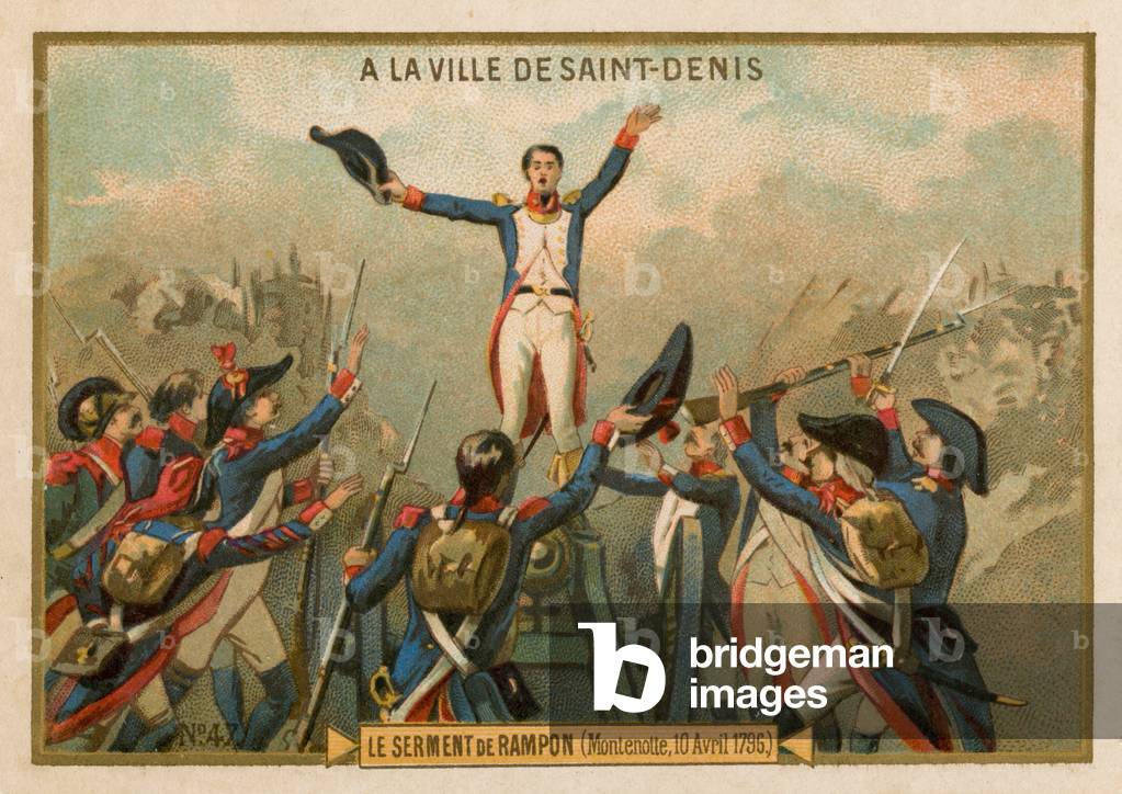 The oath of Rampon, Montenotte, 10 April 1796 (chromolitho)