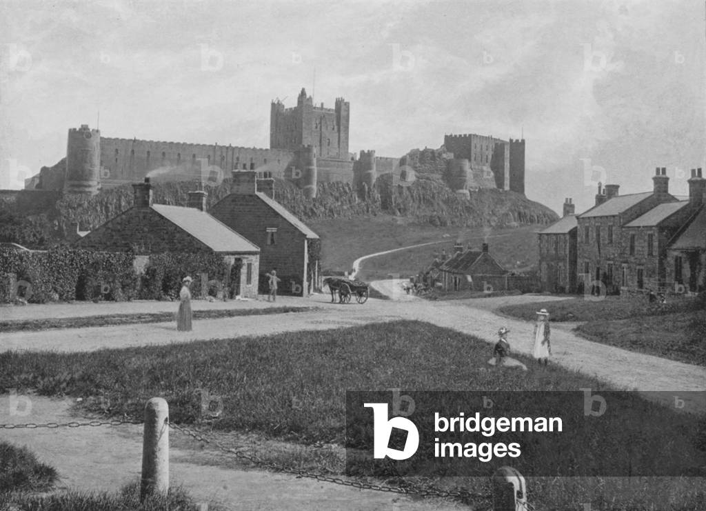 Bamborough Castle, from the Village (b/w photo)