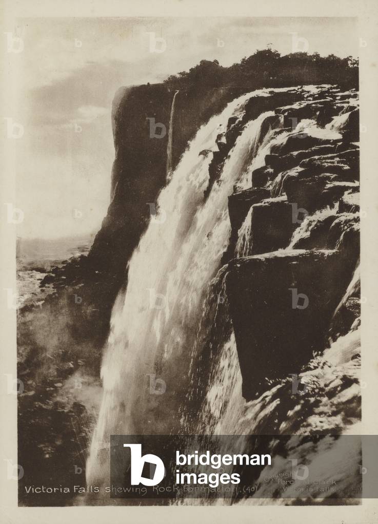 Victoria Falls shewing Rock Formation (b/w photo)